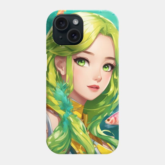 anime girl with fish aquatic world deep sea Phone Case by animegirlnft