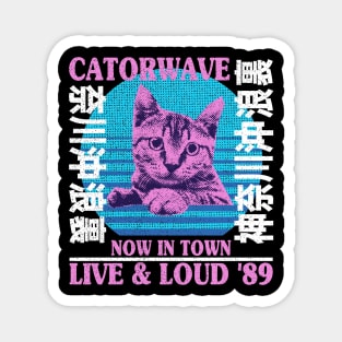 Vaporwave Aesthetic Retro Cat Gift Funny Japan Otaku Magnet