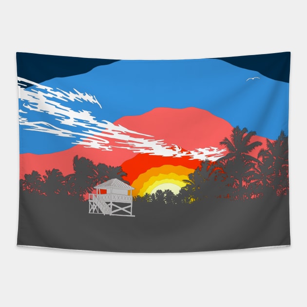 Florida Key Biscayne Beach Tapestry by lamaisondulapino