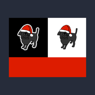 Santa Christmas Dogs on Red White and Black T-Shirt