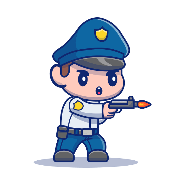 Cute Policeman Shooting With Gun by Catalyst Labs