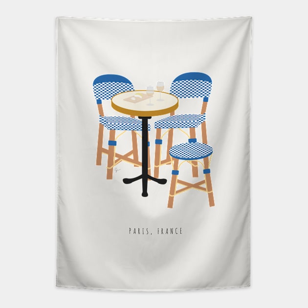 Parisian Cafe Chairs, Paris, France Tapestry by lymancreativeco