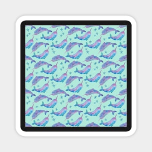 watercolour Narwhals Magnet