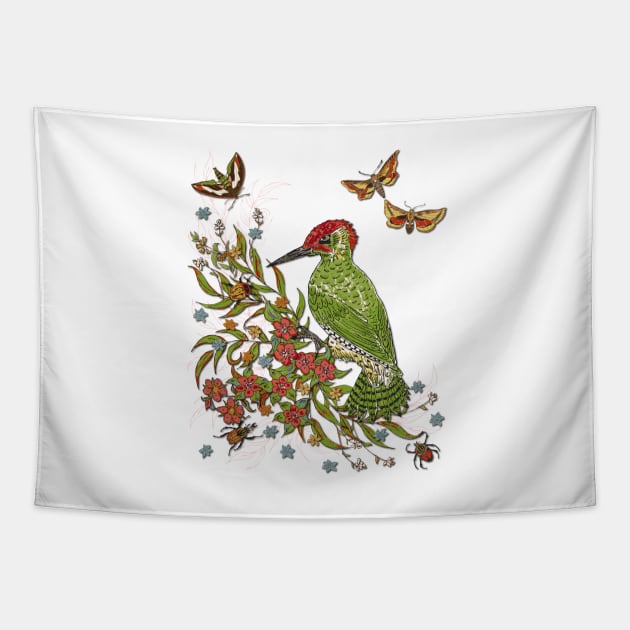 Vintage Woodpecker Tapestry by lottibrown