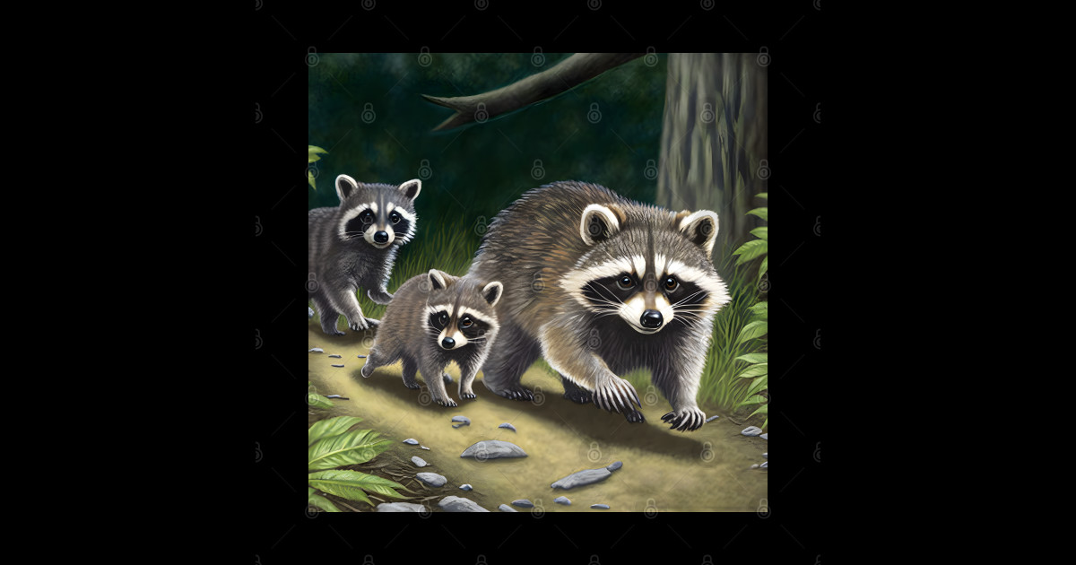 Racoon family Racoons And Citys Posters and Art Prints TeePublic