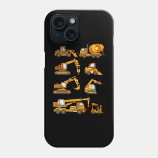 Excavator Dump Truck Dozer Concrete Mixer Construction Vehicles Phone Case