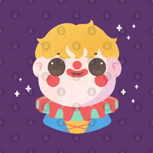 Funny and Happy Clown Cartoon Character for Halloween by pinkginkgo