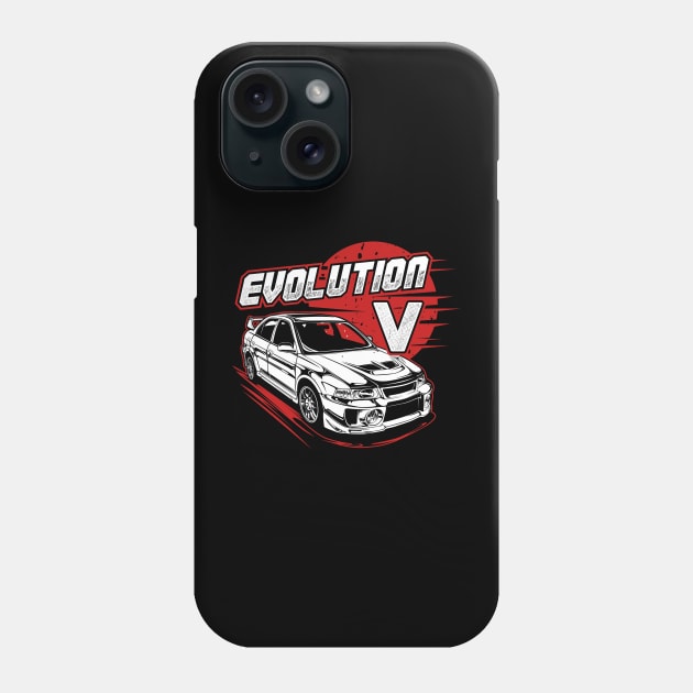 Lancer Evolution V (White Print) Phone Case by idrdesign