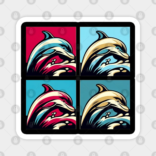 Dive into Delight: Pop Art Dolphin Print - Add Colorful Ocean Magic to Your Space! Magnet by PawPopArt