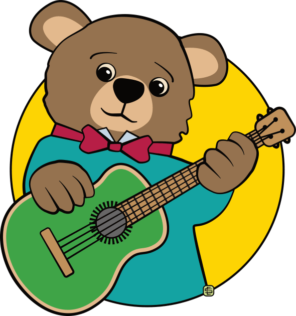 Bear Playing Guitar Kids T-Shirt by Sue Cervenka