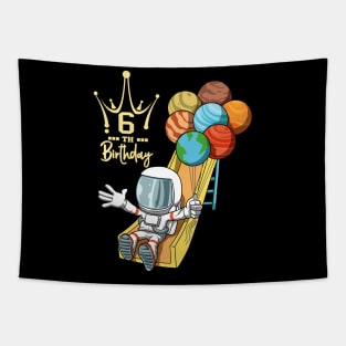 6th Birthday Astronaut Space Slide Planets Balloons Tapestry