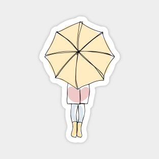 Woman with Umbrella Line Art - Woman Holding Umbrella - Under the Umbrella Magnet