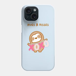 Cute Valentine’s Day Hugs and Kisses Sloth Phone Case