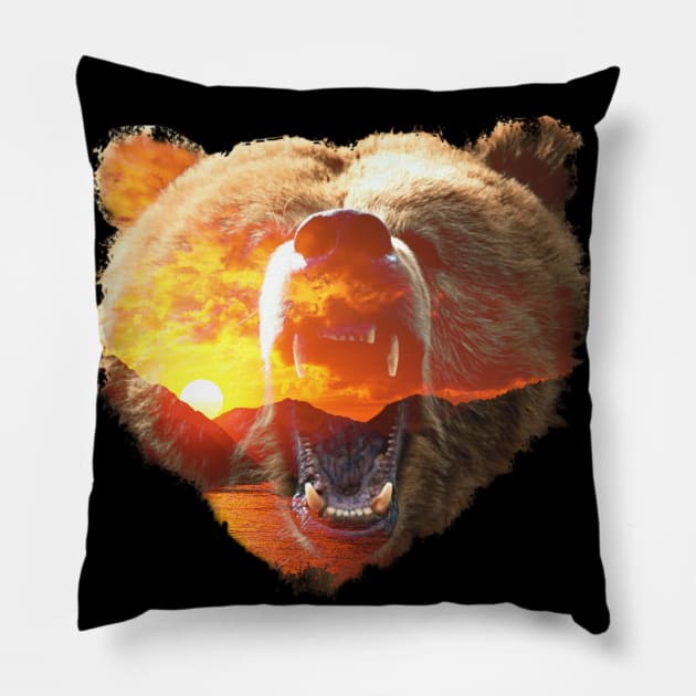 Sunset Bear Pillow by theofficialdb