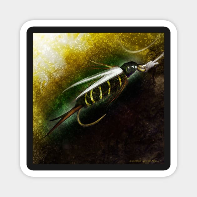 Prince Nymph Fly Fishing Illustration Magnet by fishweardesigns