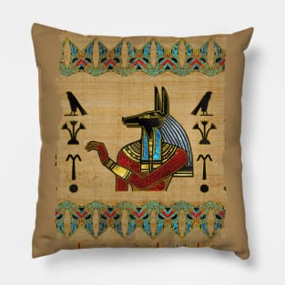 Egyptian Anubis Ornament on papyrus Pillow