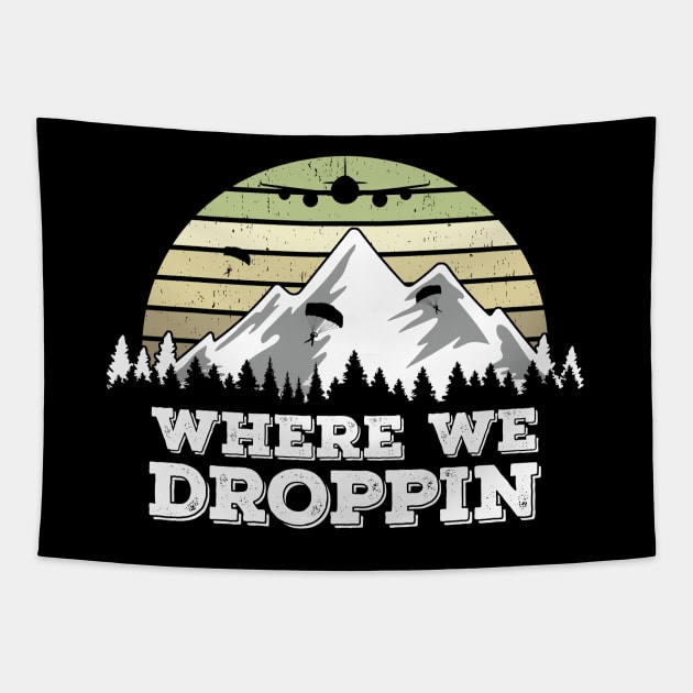 Where We Droppin, Vintage Gift Idea for Video Game Players Tapestry by Zen Cosmos Official