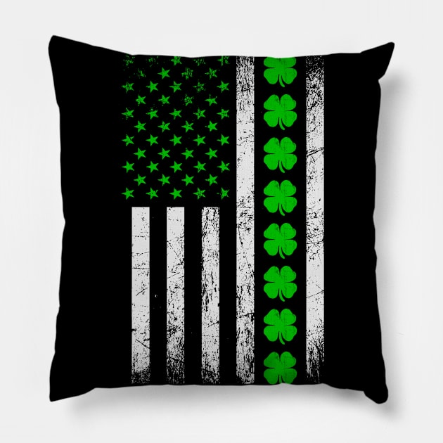 St. Patrick's Day Shamrock Irish American flag | USA gift Pillow by MerchMadness