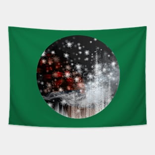 Hometown - Glitch Digital Abstract Art Snowflakes and Clouds Tapestry