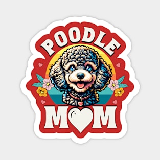 Colorful Poodle Mom Retro Sunset Dog Lover Mother's Day Magnet