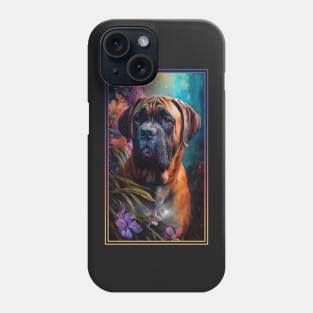 Boerboel Dog Vibrant Tropical Flower Tall Digital Oil Painting Portrait Phone Case