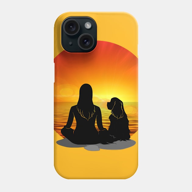 Cavalier King Charles Spaniel Beach Sunset Silhouette Phone Case by Cavalier Gifts