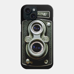 Classic Retro vintage black doff double lens camera Phone Case