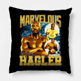 Marvelous Marvin Hagler Boxing Legend Signature Vintage Retro 80s 90s Bootleg Rap Style Pillow