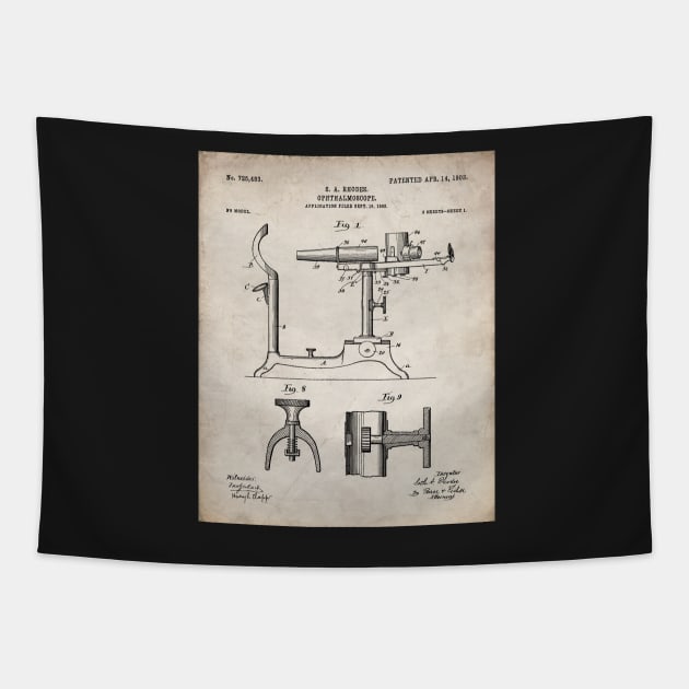 Ophthalmoscope Patent - Optometrist Eye Doctor Office Art - Antique Tapestry by patentpress