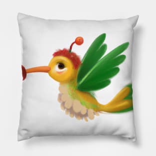 Cute Hummingbird Drawing Pillow