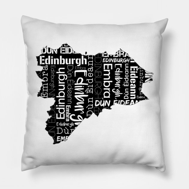 Edinburgh City Map With Text Pillow by MacPean