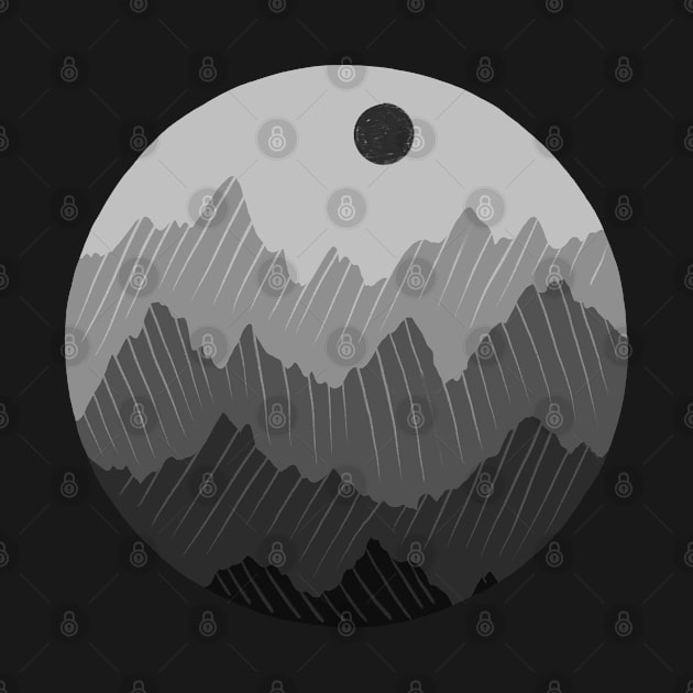 Monochromatic Grey Mountain Range in a Circle by narwhalwall