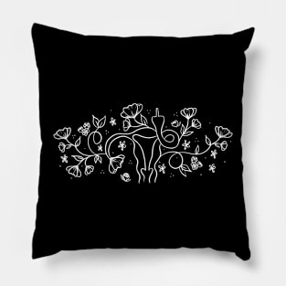 Uterus Floral Design (white) Pillow