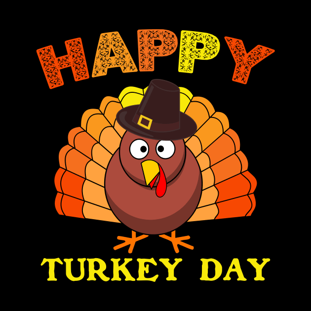 Happy Turkey Day Cute Little Pilgrim Gift Thanksgiving by binnacleenta
