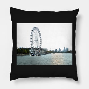 Sunset on river Thames with London Eye Pillow