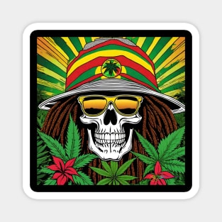 Reggae Music - Jamaican Stoner Skull 32 Magnet