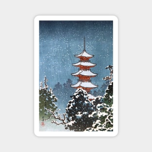 Nikko Pagoda in Snow by Tsuchiya Koitsu Magnet