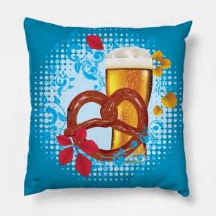 Cartoon Pretzel with Beer Pillow