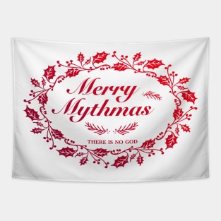 Merry Mythmas Wreath Red There Is No God Tapestry