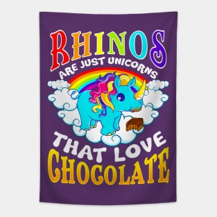 Rhinos Unicorns Chocolate Tapestry