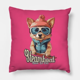 Cute Dog Steamboat Mountain Ski Pillow