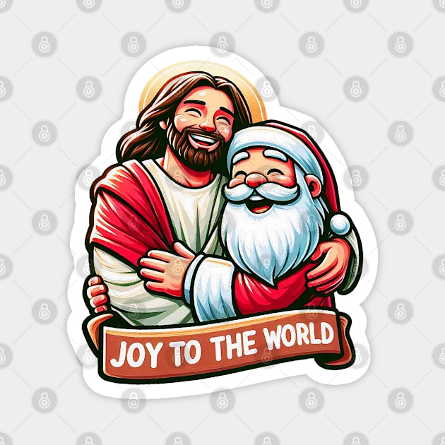 Joy To The World Jesus Santa Claus Merry Christmas Magnet by Plushism