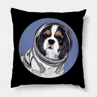 Cavalier King Charles Dog in Space Pencil Drawing Pillow