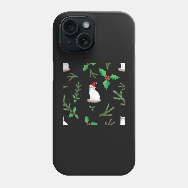 Ragdoll Cats with Santa Hats - White Winter Party Pattern Phone Case by andreeadumez