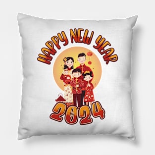 Happy New Year in Vibrant Red, Yellow & Orange - A Joyous Celebration! Pillow