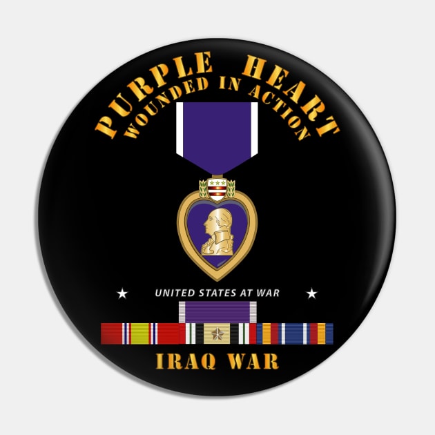 Purple Heart - WIA w IRAQ SVC w Purple Heart Ribbon Pin by twix123844