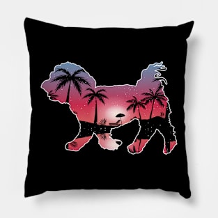 Maltese Beautiful Sunset Beach Palm Tree Pillow