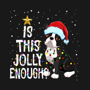 Is This Jolly Enough ? Boston Terrier Dog Funny Gift Christmas T-Shirt