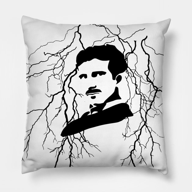 Tesla Thunderstorm Pillow by euglenii