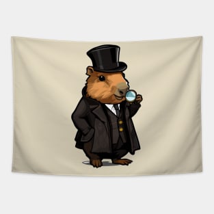 Cute Capybara Detective Gentlaman Tapestry